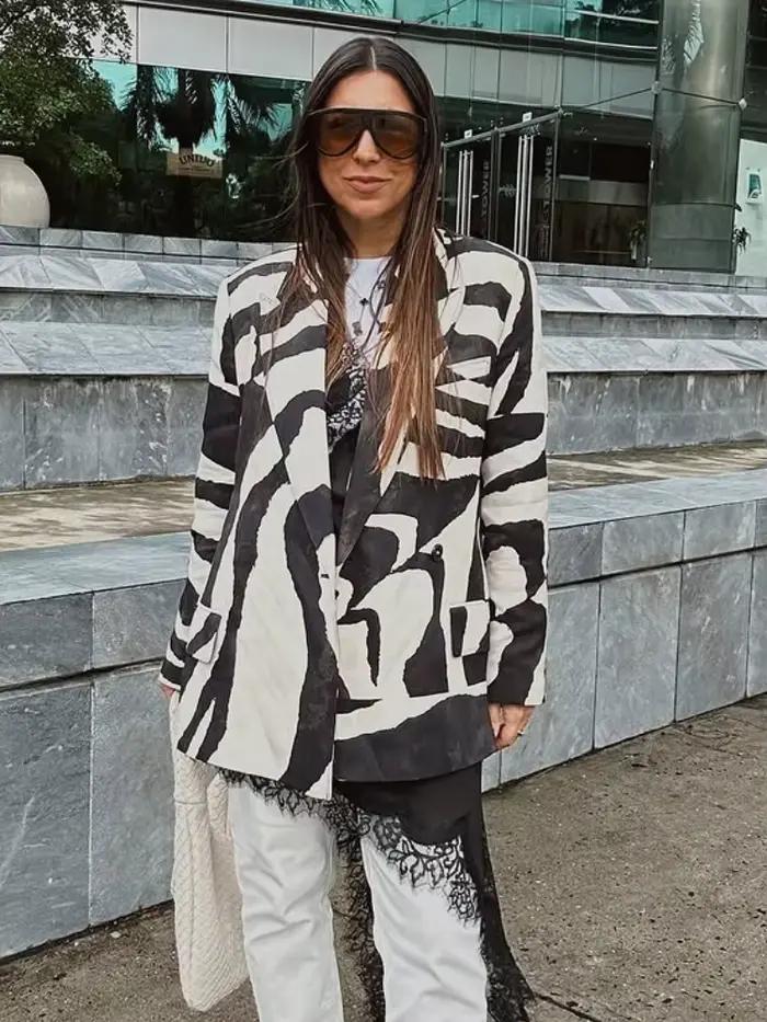 Blazer Chic à rayures zébrées pour femmes