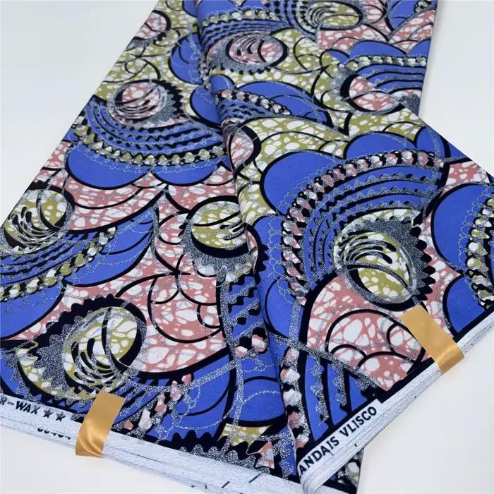 Tissu Ankara africain 100% coton imprimé batik pour célébrations culturelles et fêtes en brocart jacquard 6 yards Blanc Jaune Rouge Menthe Bleu Brun