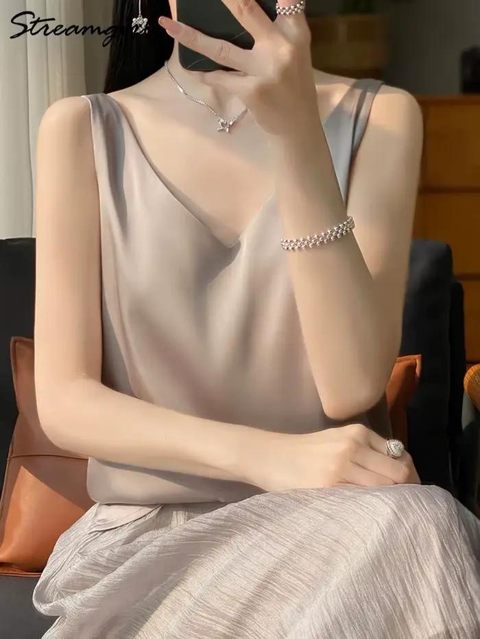 Streamgirl-Camisole en satin pour femmes