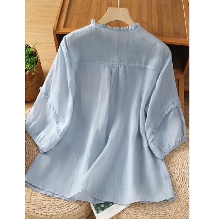 Chemise polyester fleuri confortable pour femmes grandes tailles ajustement ample motif floral junior printemps été