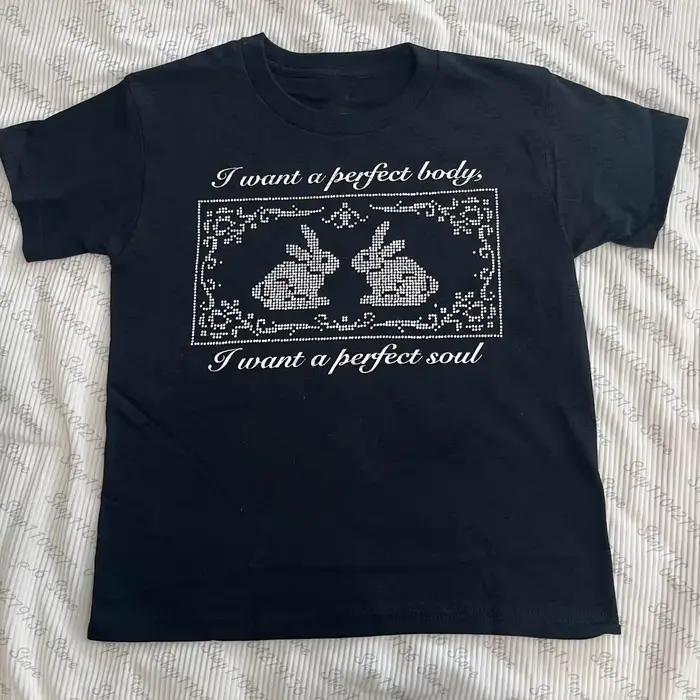 T-shirts imprimés lettres style punk pour femmes