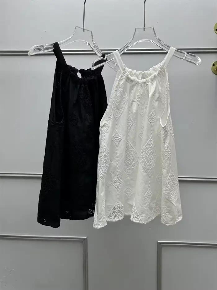 Camisole brodée style bohème pour femme