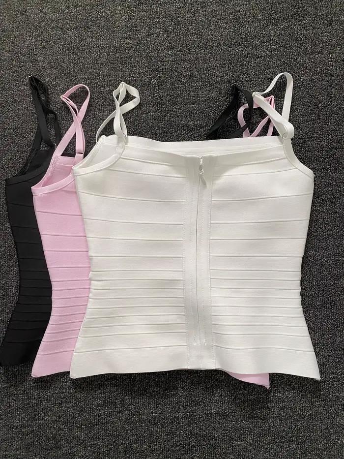 Photos réelles : Nouveaux hauts moulants à rayures pour femmes