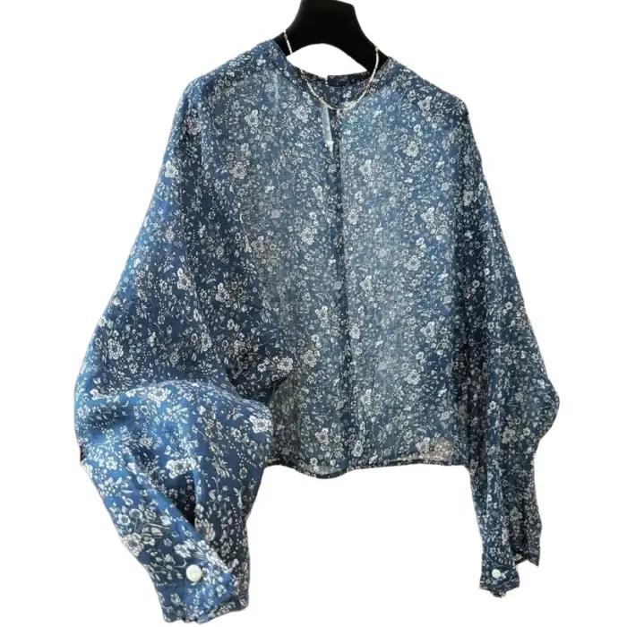 Chemisier Femme à Imprimé Floral Design Unique 2026 Été Manches Chauve-Souris Légères Protection Solaire Décontracté Tendance Hauts