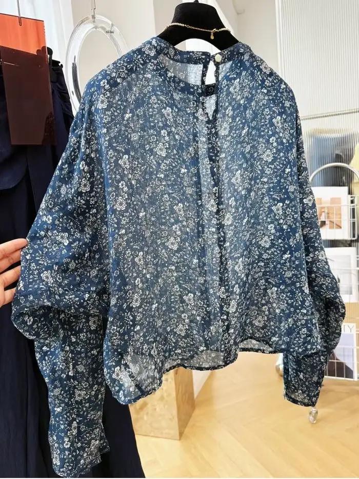 Chemisier Femme à Imprimé Floral Design Unique 2026 Été Manches Chauve-Souris Légères Protection Solaire Décontracté Tendance Hauts