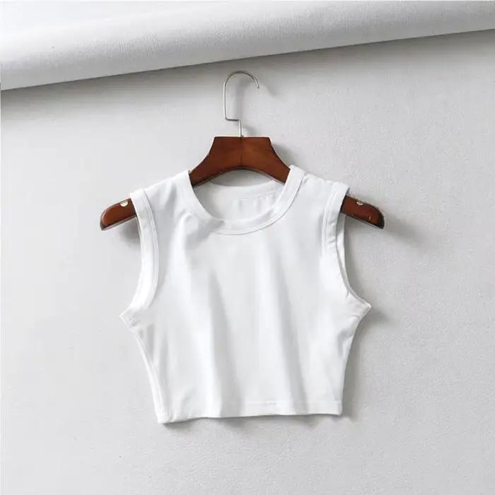 2025 été vintage blanc crop hauts femmes motard noir punk sexy débardeur coréen streetwear recadrée haut sans manches feminino