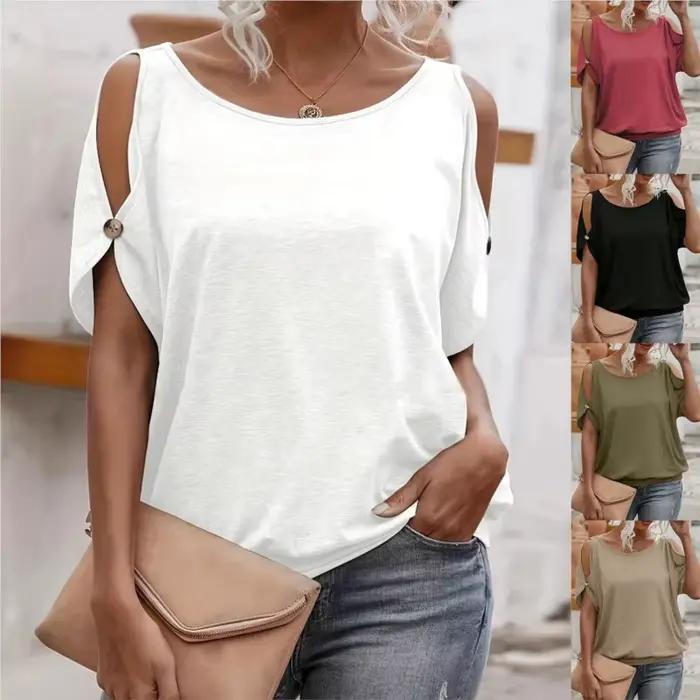 Haut T-shirt élégant et tendance à épaules dénudées et manche unique