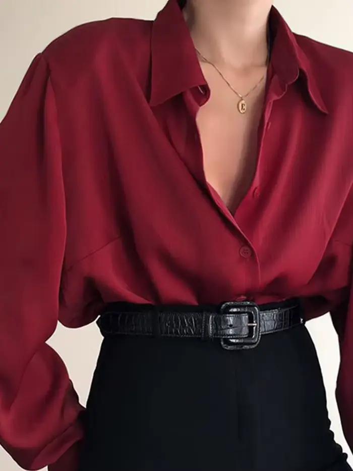 Chemises boutonnées à col rabattu pour femmes