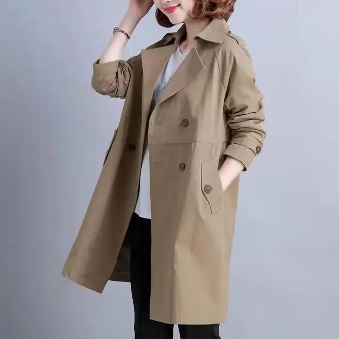 Manteau long décontracté pour femme style Hepburn