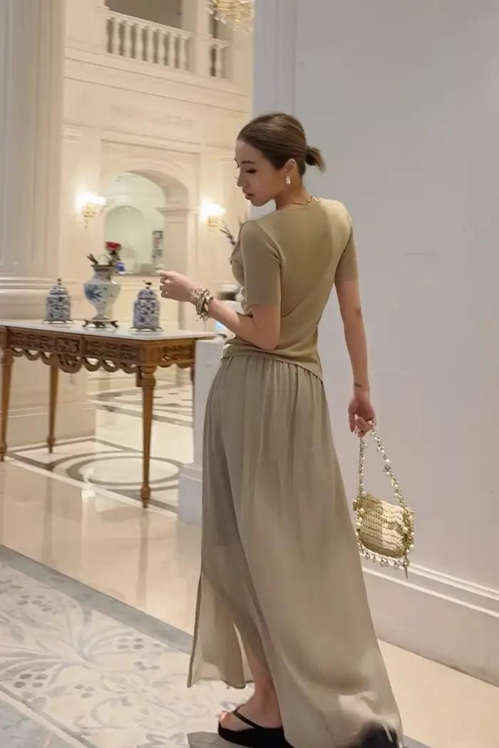 Jupe longue évasée chic française pour femme, élégante et fluide, occaions spéciales, festival, soirée chic