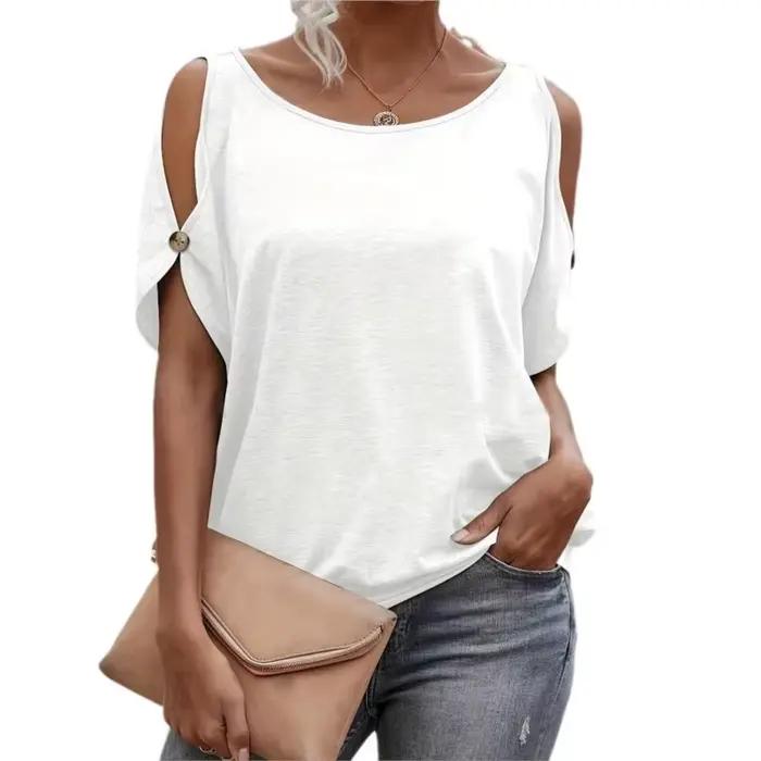 Haut T-shirt élégant et tendance à épaules dénudées et manche unique