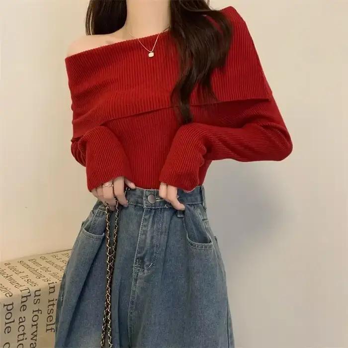 Pull tricoté en coton acétate polyester pour femmes style coréen automne hiver occasions spéciales