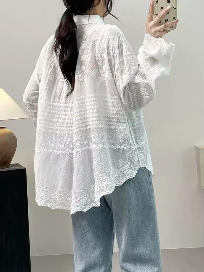 Chemise tunique en coton à manches longues