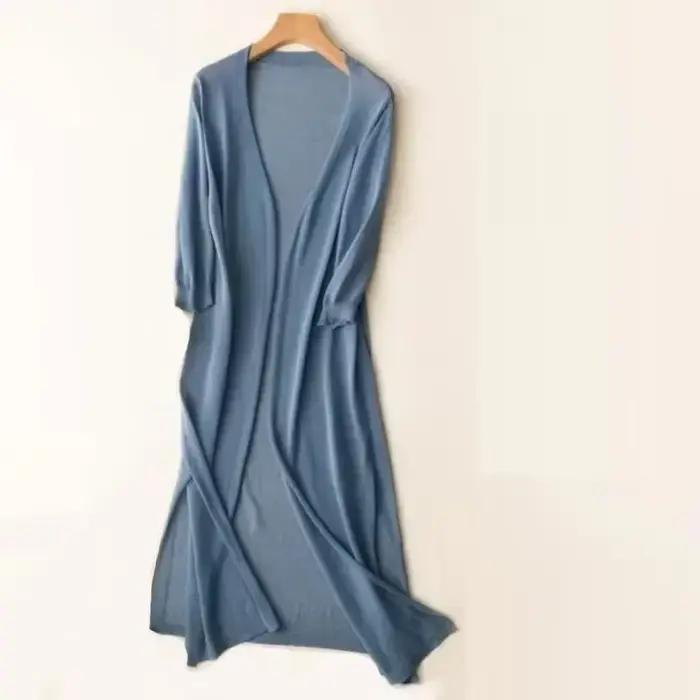Été printemps femmes léger Long Cardigan femme pull Cardigans