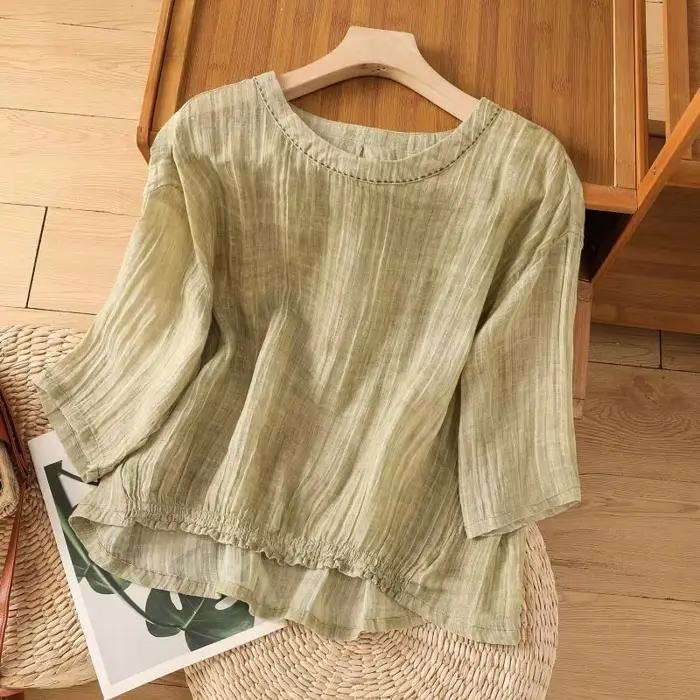 Chemisier vintage en lin pour femme