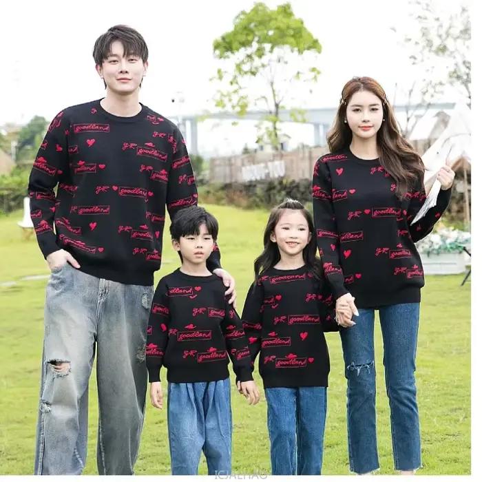 Pulls ICJAEHAO en coton pour père, mère, enfant et bébé, vêtements de famille assortis pour occasions spéciales et événements familiaux