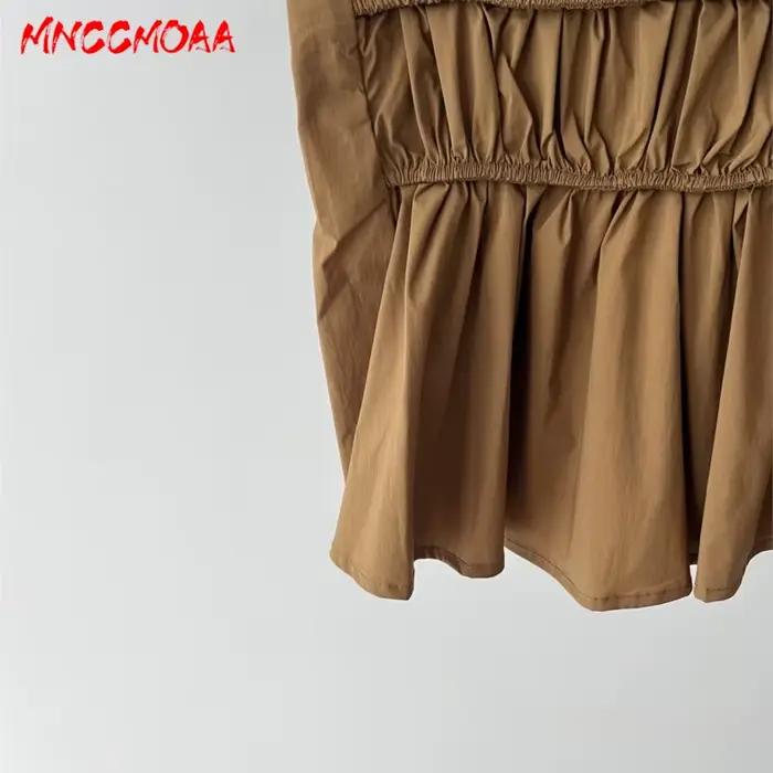 Haut de pyjama marron froncé pour femme – Blouse décontractée sans manches en coton pour l'été