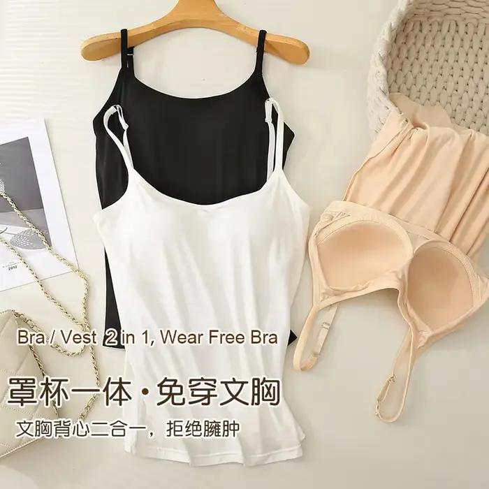 M-3XL pour 35-85kg Modal grande taille Camisole débardeur avec tasse fixe poitrine rembourrée vêtements chauds bas sous-vêtements sans usure