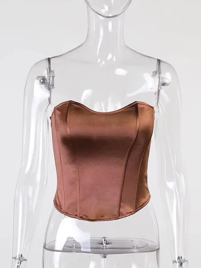 Bustier Dozw en coton polyester satiné sans manches pour femmes, sexy et décontracté, idéal pour les soirées et les journées décontractées
