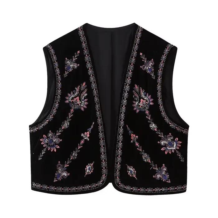 Cardigan Classique en Glaçage Brodé pour Femme