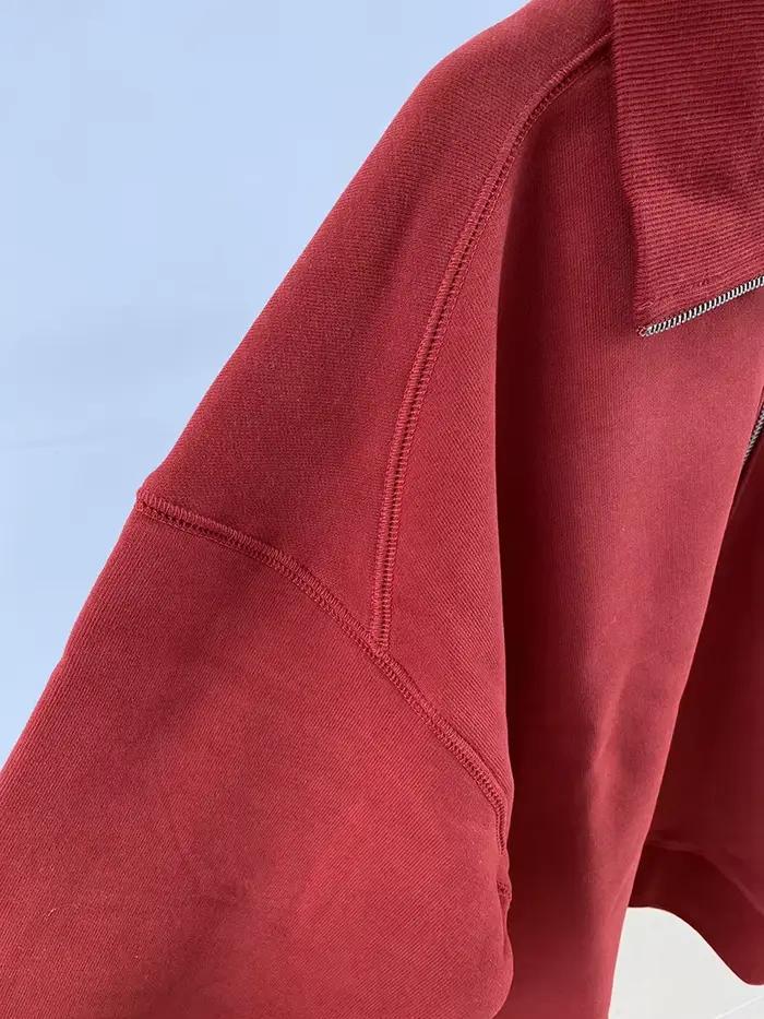 Sweat-shirt gris à manches longues et fermeture éclair pour femme