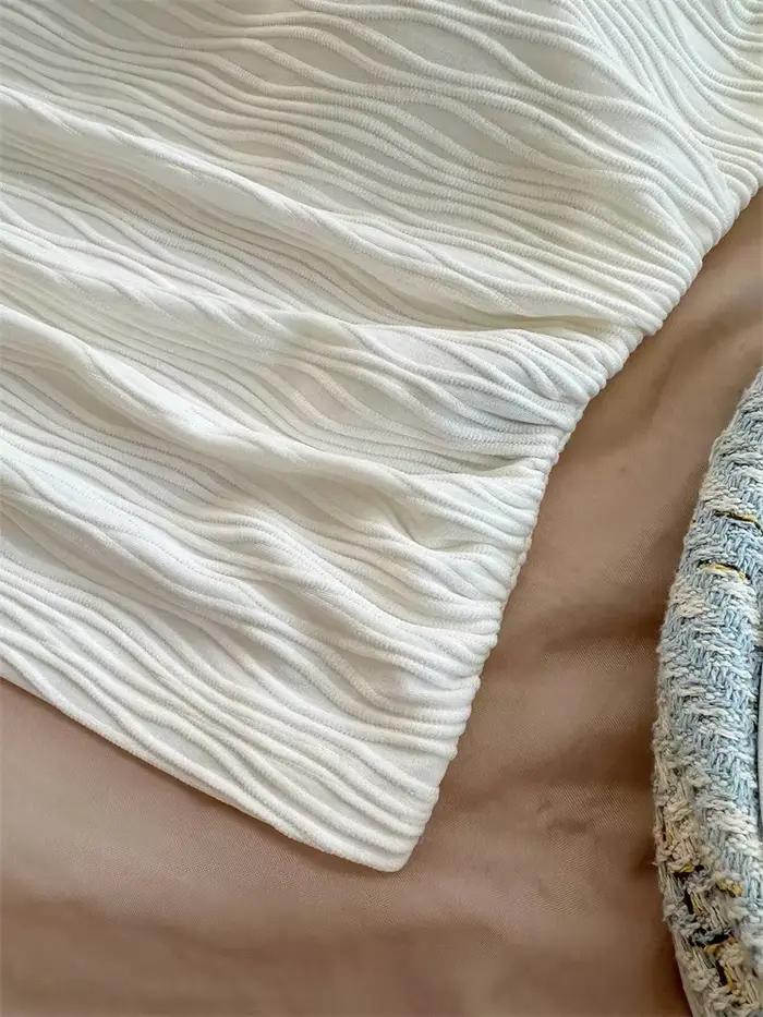 Haut court dos nu à motif vague et couleur unie pour femme