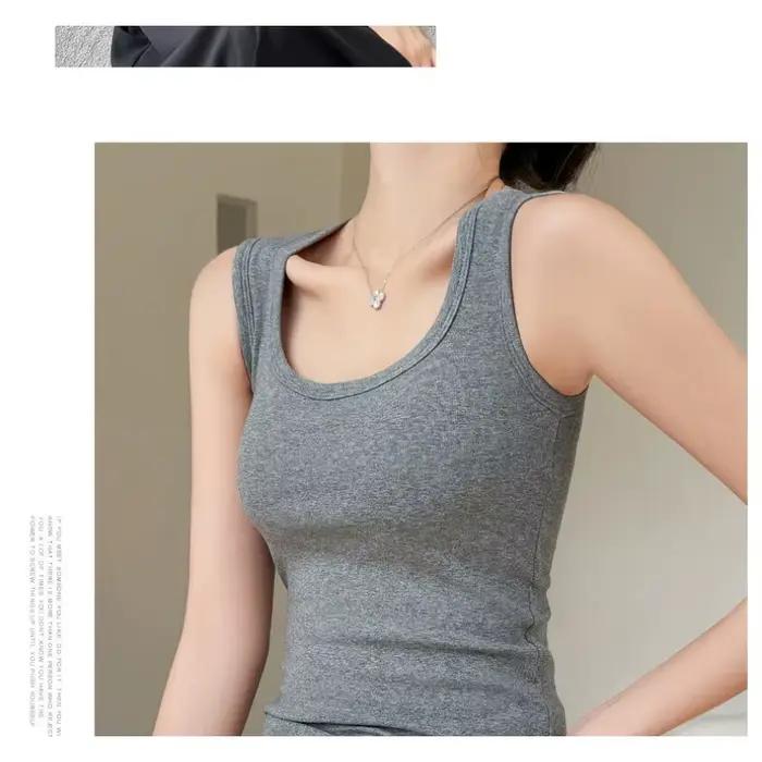 Débardeur à col en U avec soutien-gorge intégré pour femme