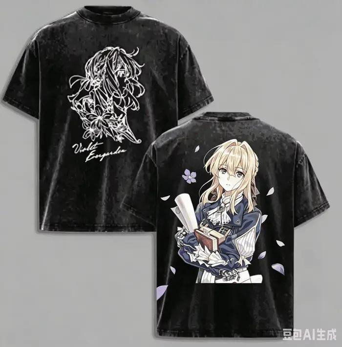 T-shirt Violet Evergarden délavé