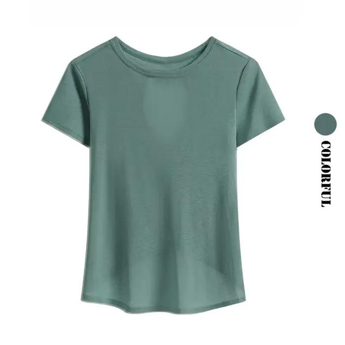 DRUR femmes dessus de Yoga léger séchage rapide été à manches courtes Sport chemise dos croisé évider course t-shirt Fitness Yogawear