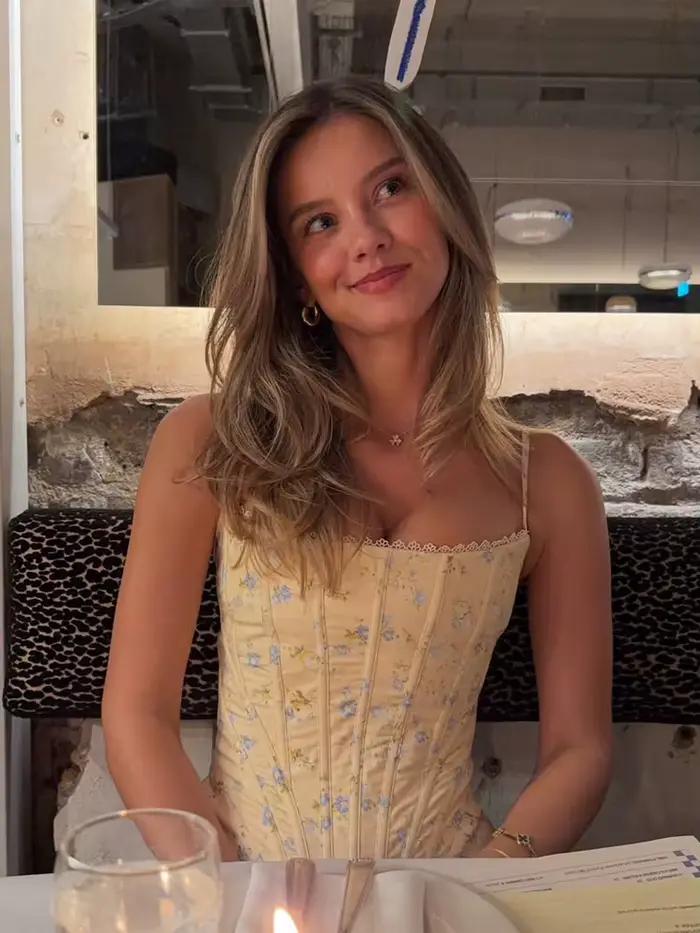 Haut Corset Imprimé Floral Jaune pour Femme