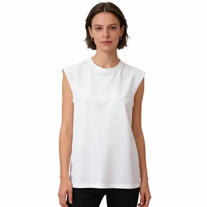 Vêtements pour femmes T-shirt sans manches été coupe ample gilet col rond débardeur confortable respectueux de la peau flatteur pour un Style quotidien