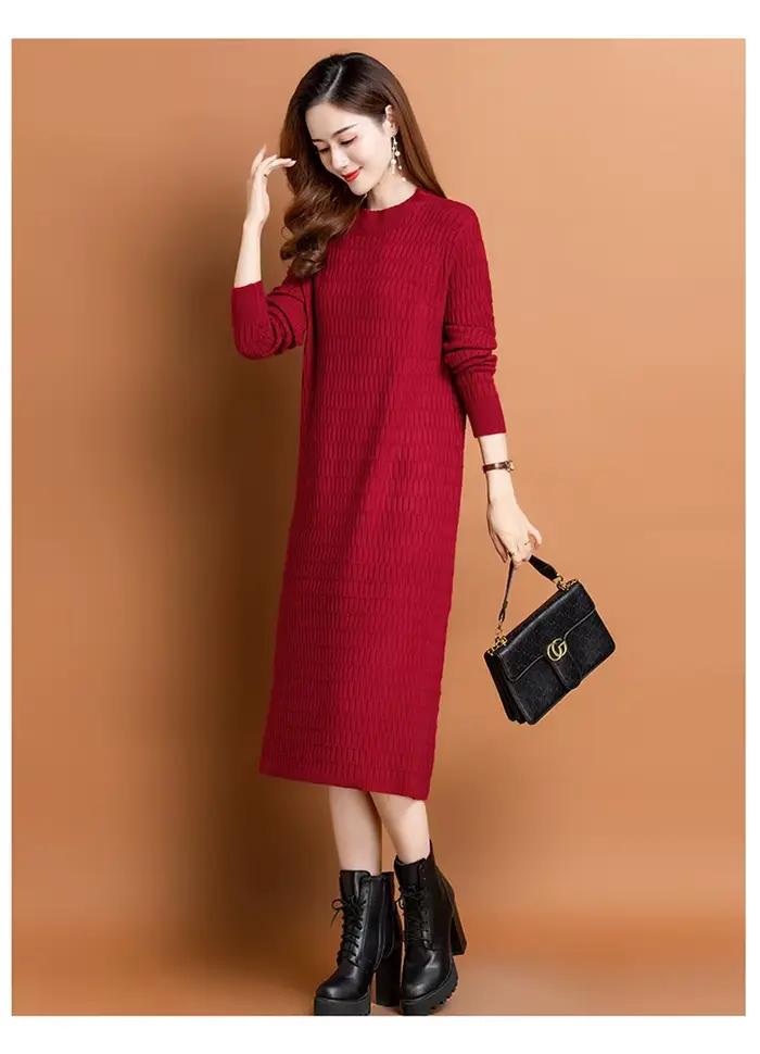 Robe Tricotée à Manches sulfpour Femme