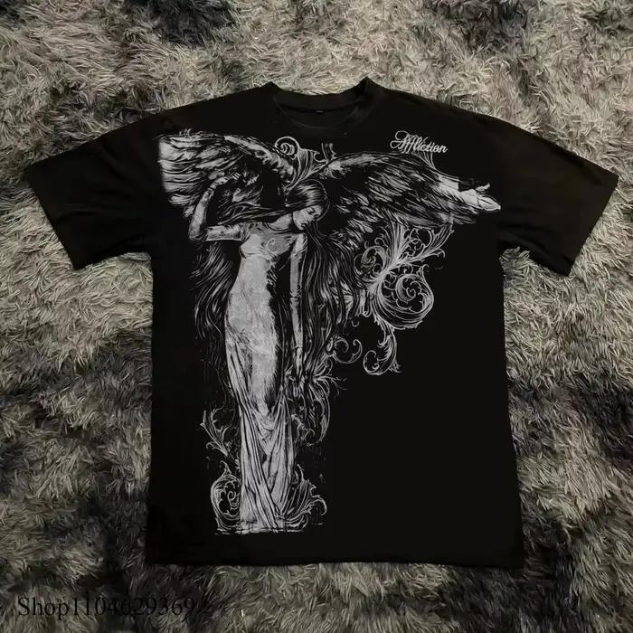 T-shirt gothique rock vintage Y2K imprimé
