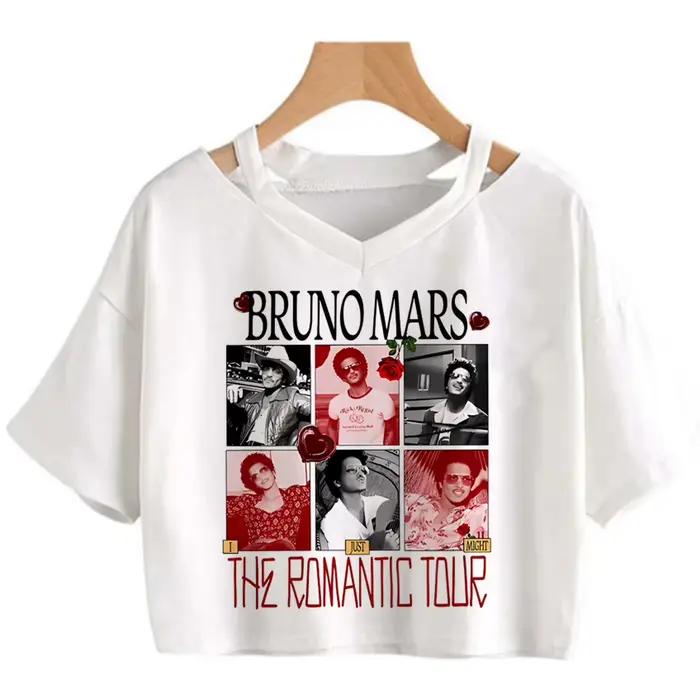 Bruno Mars the Romantic Tour Crop Top Shoujo T-shirt drôle et mignon à la mode coréenne