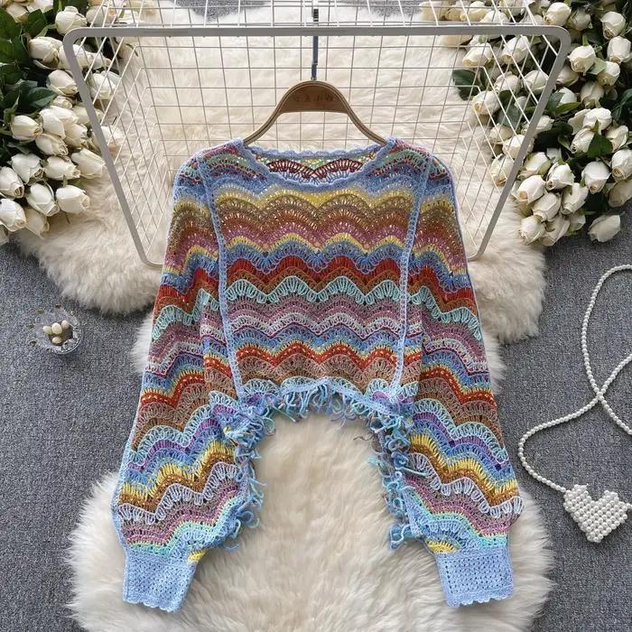 Crochet à manches longues chandails pour femmes