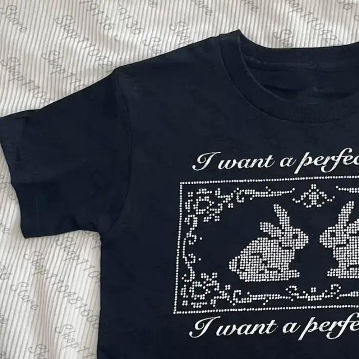 T-shirts imprimés lettres style punk pour femmes