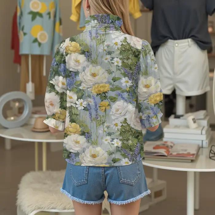 Chemisier imprimé Floral Vintage pour femmes