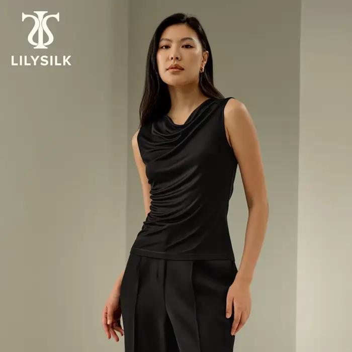 LILYSILK Haut Baisc sans manches en jersey de soie pour femme