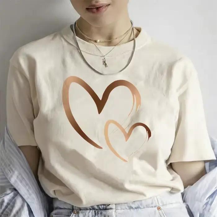 T-shirt imprimé cœur Kawaii pour femme