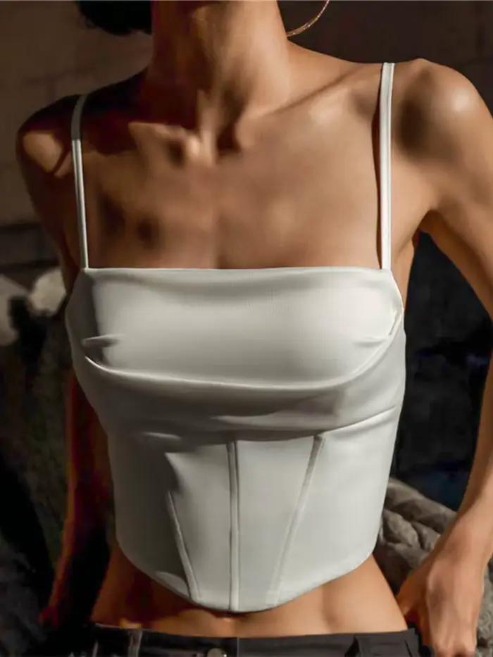 Spaghetti sangle débardeur Sexy dos nu pansement maigre culture hauts 2025 été élégant à lacets fête Streetwear femmes Camis