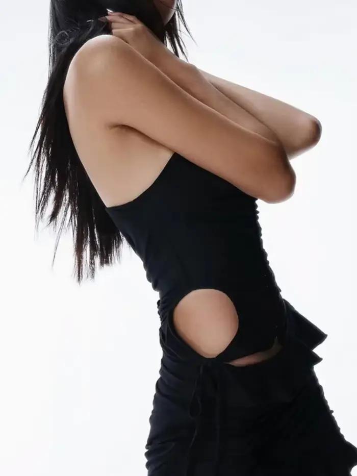 Haut Y2K Pailleté Asymétrique Élégant pour Femmes Occasions Festives Été Printemps