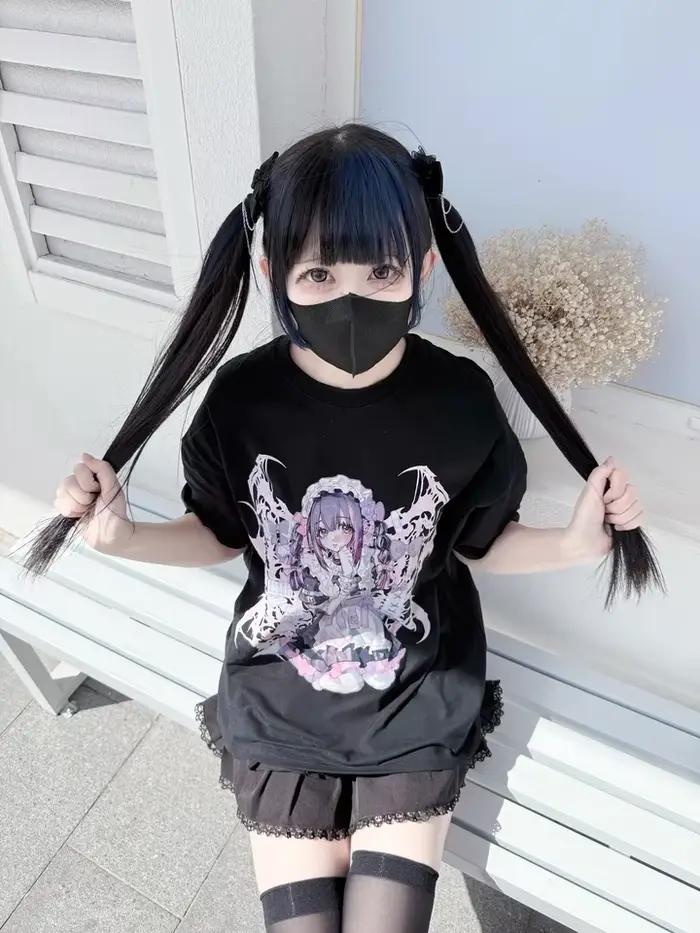 T-shirt à manches courtes style gothique ample dessin animé pour jeunes filles mode underground printemps été