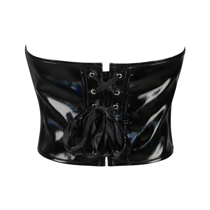 Corset gothique en cuir PU brillant pour femme