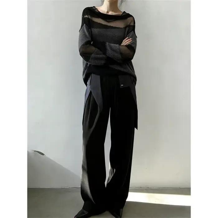 Pull-over transparent contrastant pour femme