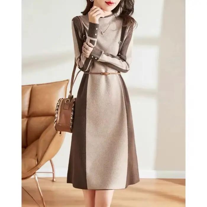 Robe en cachemire avec jupe pull à fond assressentipour femmes