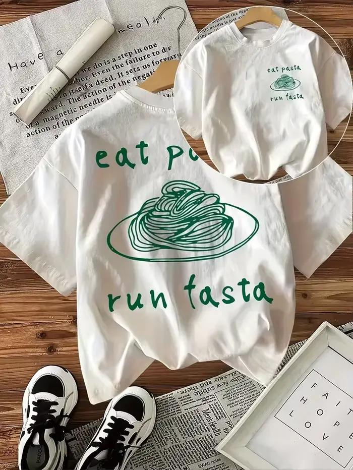 T-shirt graphique amusant Eat Pasta Run Fasta