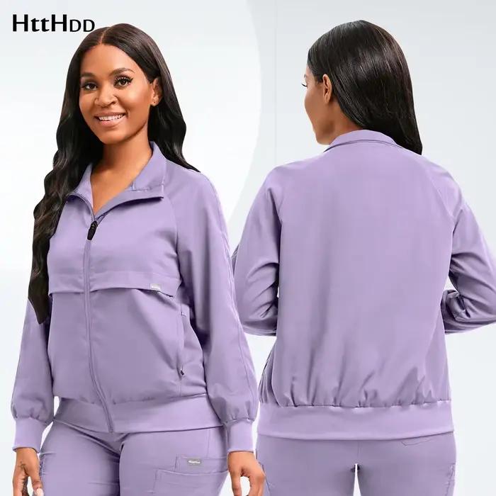 Uniforme médical HTTHDD haut doux pour femmes et hommes en polyester, rayonne et élasthanne, anti-poussières, printemps été automne hiver, vêtements de travail et uniformes médicaux