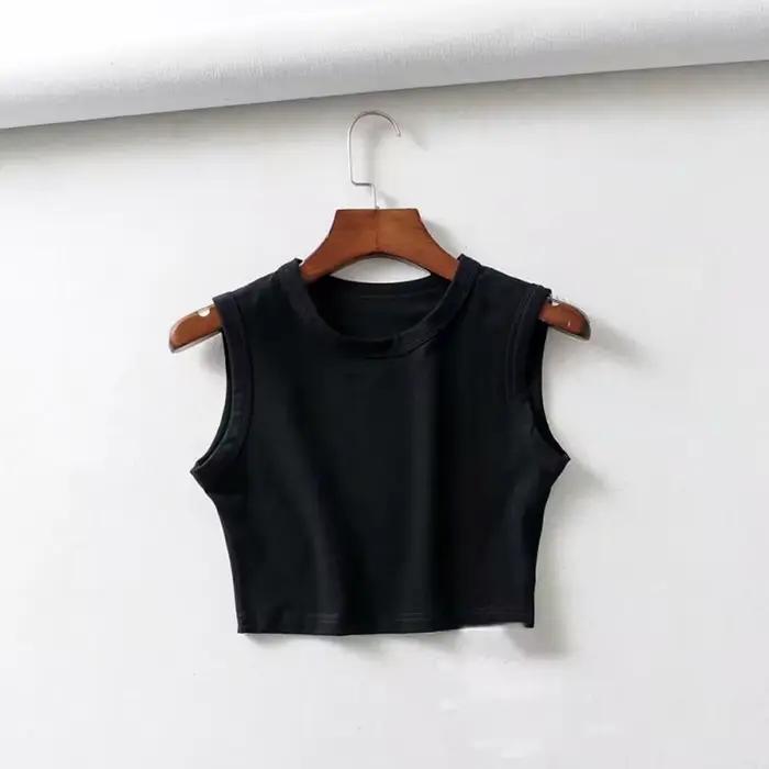 2025 été vintage blanc crop hauts femmes motard noir punk sexy débardeur coréen streetwear recadrée haut sans manches feminino