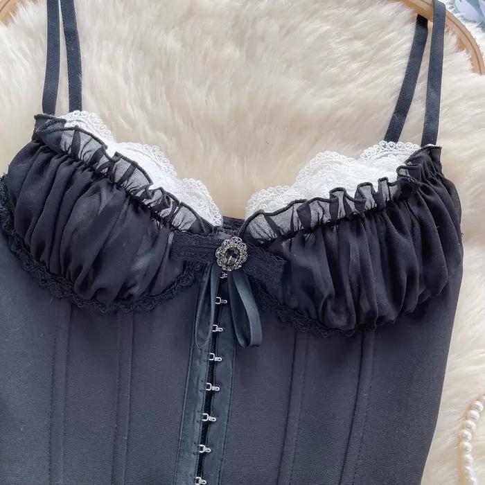 Débardeur Chic en Dentelle pour Femmes Style Vintage Corset Bretelles Spaghetti Occasions Spéciales