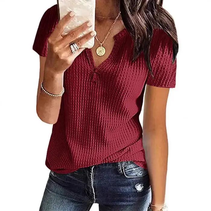 T-shirt manches courtes col en v pour femme